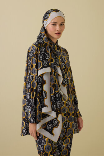 Stepup Silk Black-Gold Pajama Shawl - 3