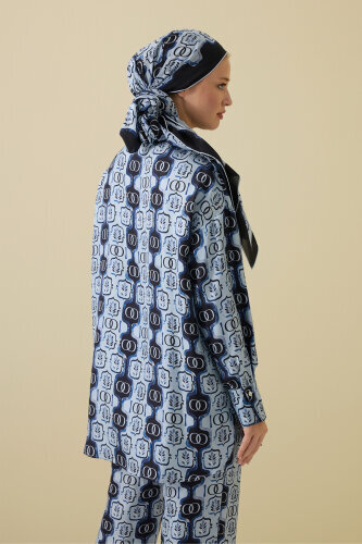 Stepup Blue Silk Shirt Pajamas - 7