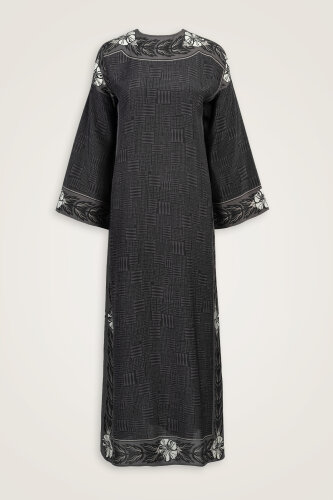 Stone Wall Anthracite Crepe Silk Dress - 2