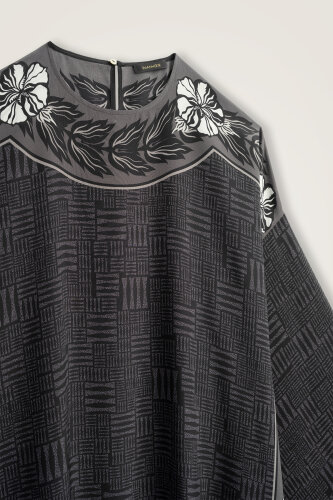 Stone Wall Anthracite Crepe Silk Dress - 4