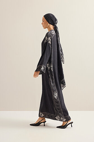 Stone Wall Anthracite Crepe Silk Dress - 5