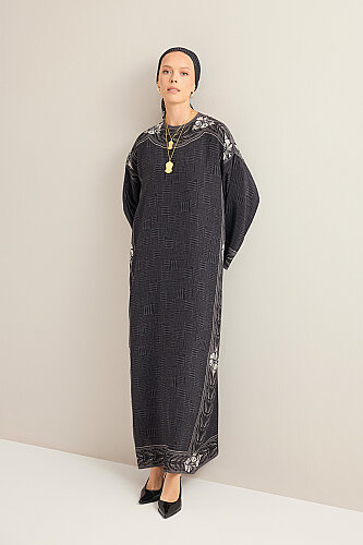 Stone Wall Anthracite Crepe Silk Dress 