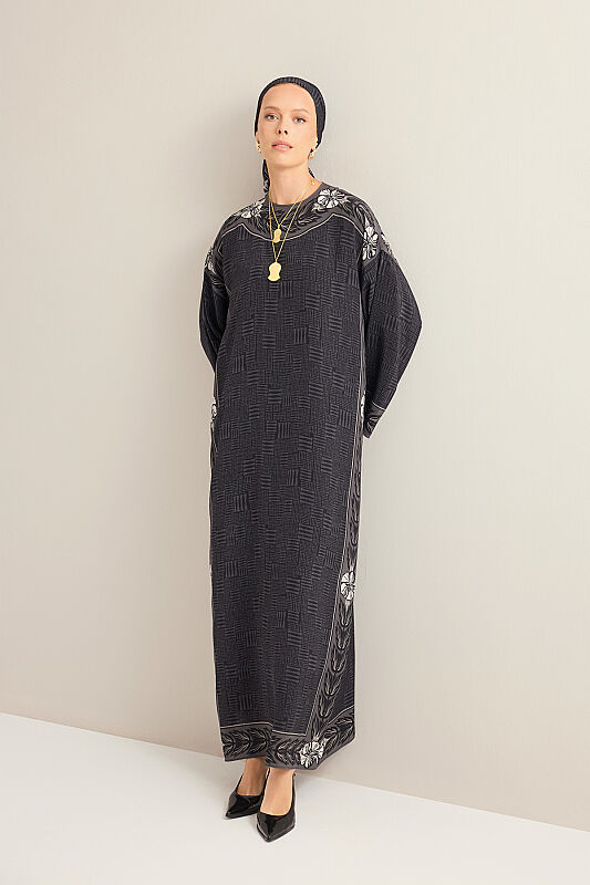 Stone Wall Anthracite Crepe Silk Dress - 1