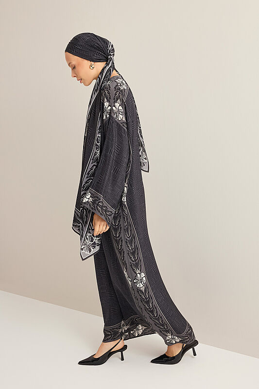 Stone Wall Anthracite Crepe Silk Dress - 3