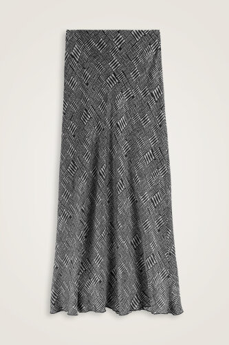 Stone Wall Black Twill Silk Bias Skirt - Imannoor (1)