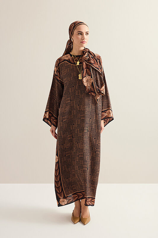 Stone Wall Copper Crepe Silk Dress - 1