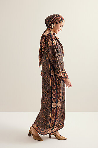 Stone Wall Copper Crepe Silk Dress - 7