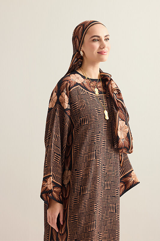 Stone Wall Copper Crepe Silk Dress - 3