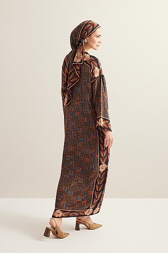 Stone Wall Copper Crepe Silk Dress - 5