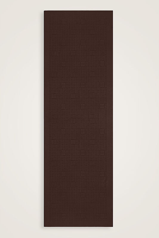 Stone Wall Logo Brown Jacquard Silk Scarf - 1