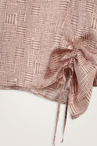 Stone Wall Powder Pink Ruched Silk Blouse - 2