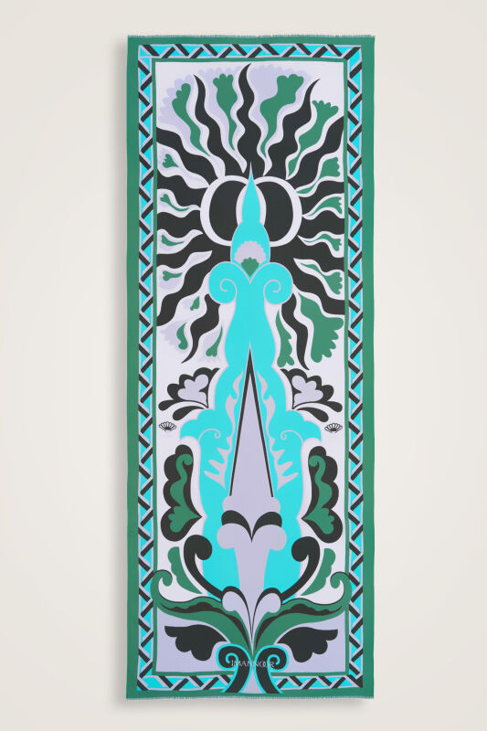 Sun and Spear Cotton Shawl Green - 1