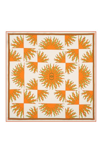 Sun Logo Silk Scarf Orange 