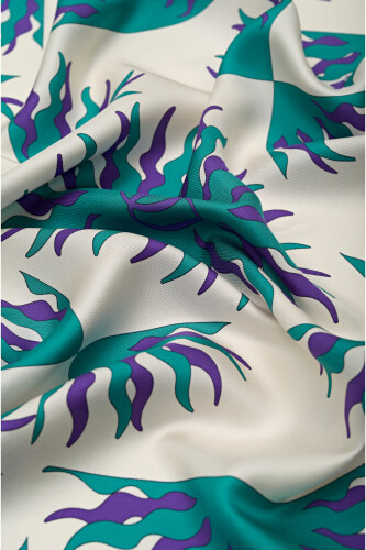 Sun Logo Silk Scarf Turquoise - 2
