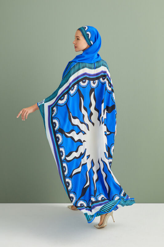 Sun Noor Silk Kaftan Blue - 2