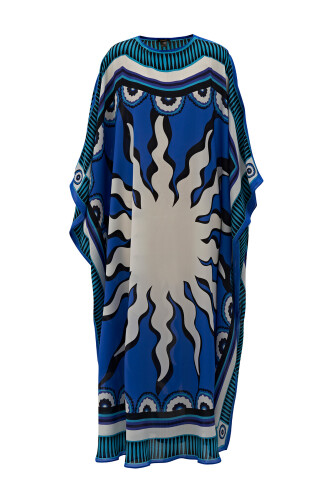 Sun Noor Silk Kaftan Blue - 7