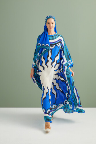 Sun Noor Silk Kaftan Blue 