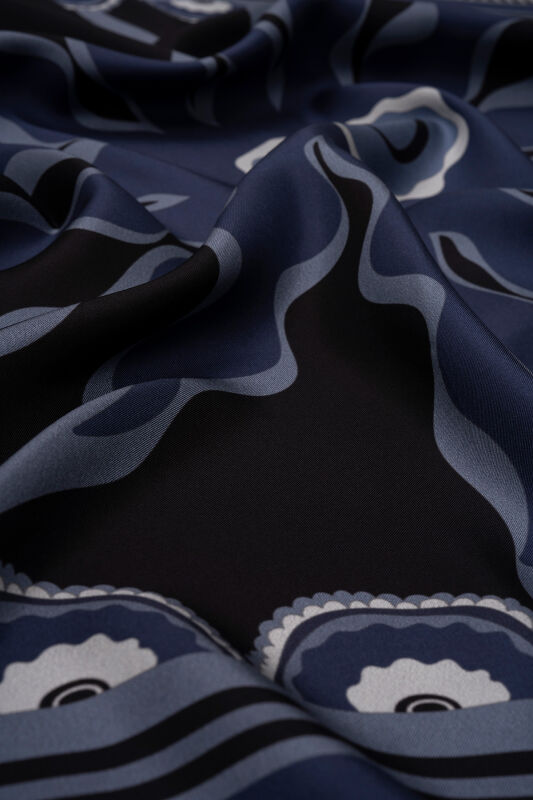 Sun Noor Silk Scarf Navy - 2