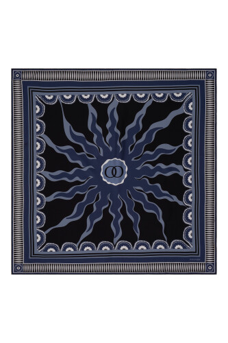 Sun Noor Silk Scarf Navy 