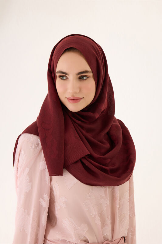 Sun Rise Ferah Tencel Wool Viscose Shawl Burgundy - 1