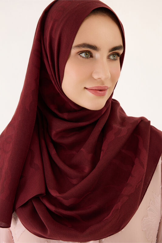 Sun Rise Ferah Tencel Wool Viscose Shawl Burgundy - 3