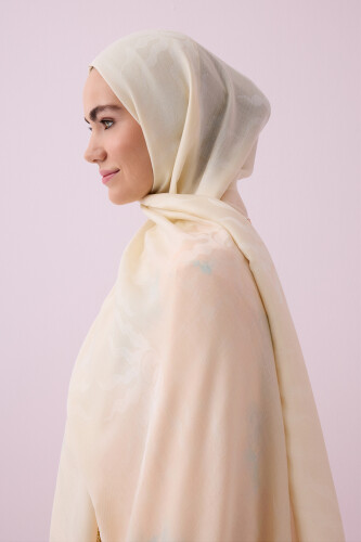 Sun Rise Ferah Tencel Wool Viscose Shawl Ecru - 5