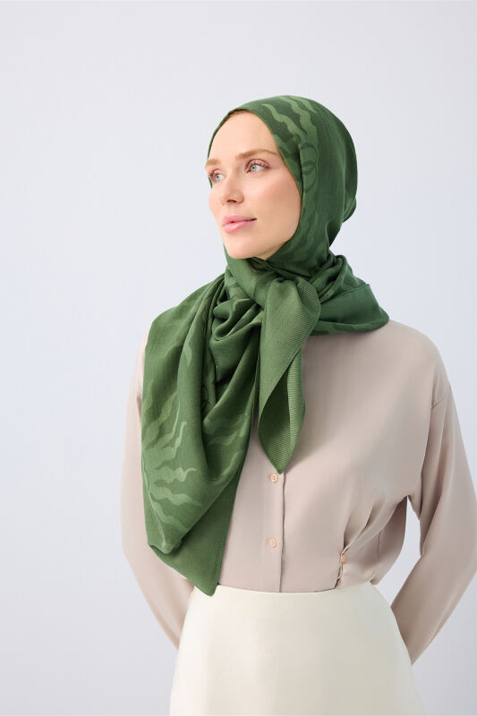 Sun Rise Ferah Tencel Wool Viscose Shawl Green - 5