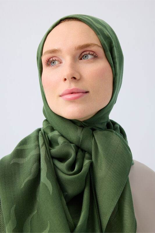 Sun Rise Ferah Tencel Wool Viscose Shawl Green - 3