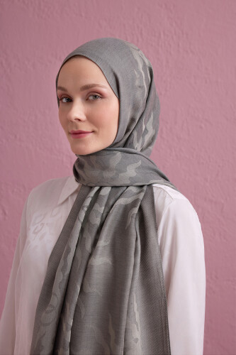 Sun Rise Ferah Tencel Wool Viscose Shawl Light Grey 