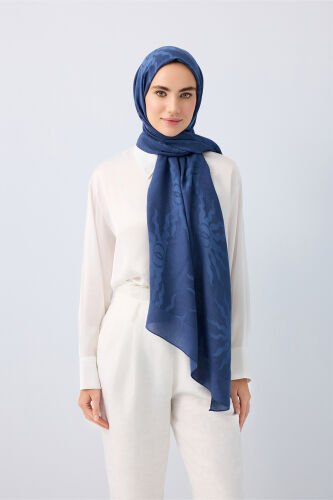 Sun Rise Ferah Tencel Wool Viscose Shawl Navy - 6