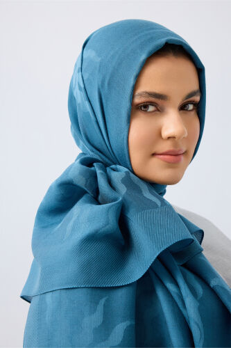 Sun Rise Ferah Tencel Wool Viscose Shawl Petrol - 5