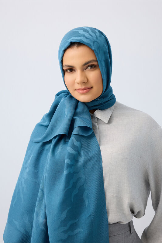 Sun Rise Ferah Tencel Wool Viscose Shawl Petrol - 3