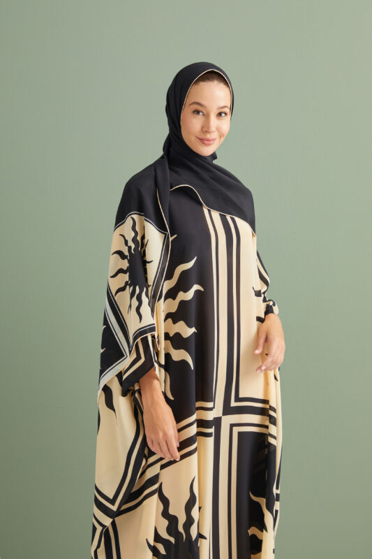 Sun Square Silk Kaftan Black - 3