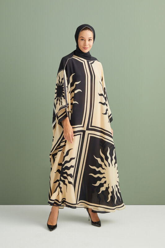 Sun Square Silk Kaftan Black - 1