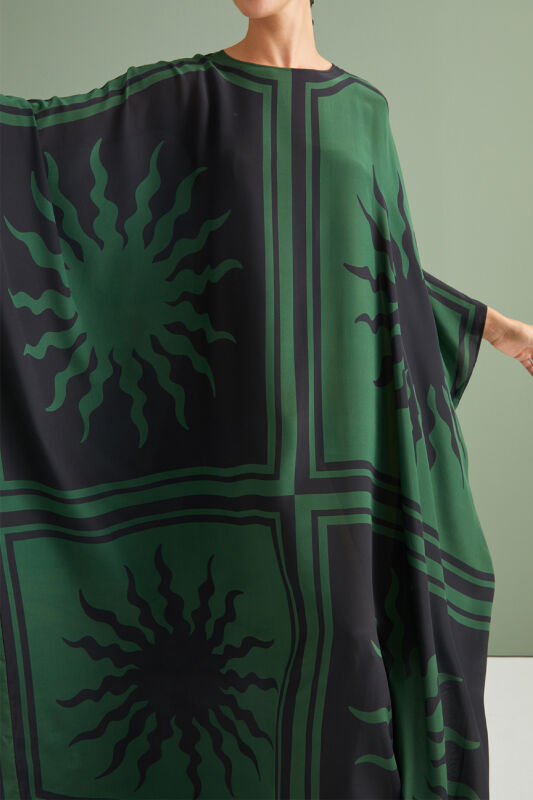 Sun Square Silk Kaftan Green - 3