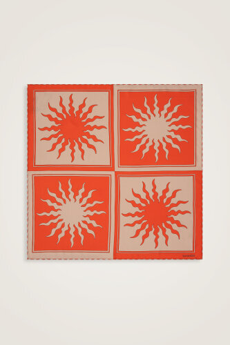 Sun Square Silk Scarf Beige - 2