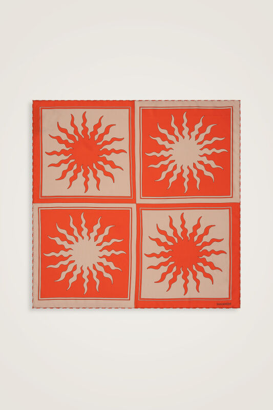 Sun Square Silk Scarf Beige - 2