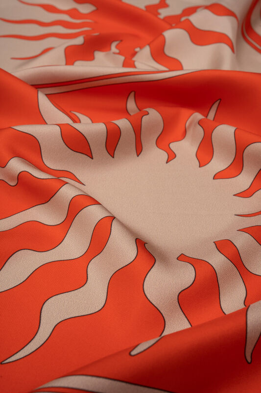 Sun Square Silk Scarf Beige - 4