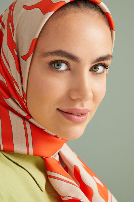 Sun Square Silk Scarf Beige - 5