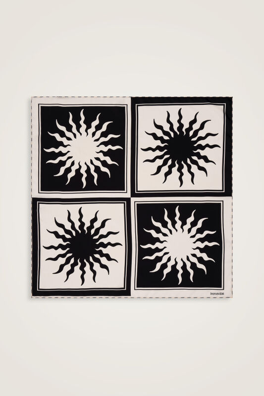 Sun Square Silk Scarf Black - 1
