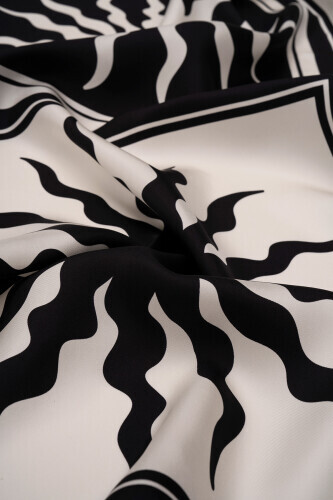 Sun Square Silk Scarf Black - 2