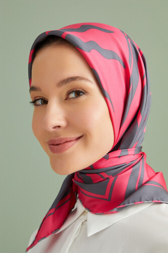 Sun Square Silk Scarf Fuchsia - 4