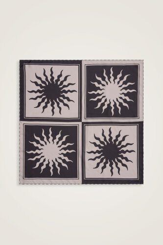 Sun Square Silk Scarf Grey 