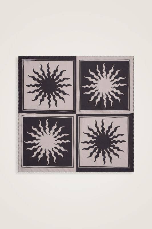 Sun Square Silk Scarf Grey - 1