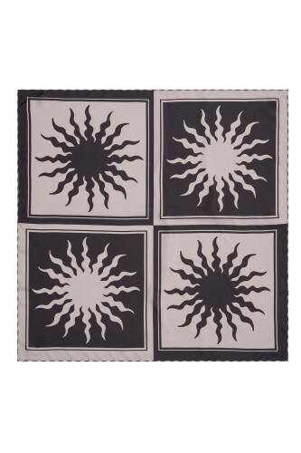 Sun Square Silk Scarf Grey 