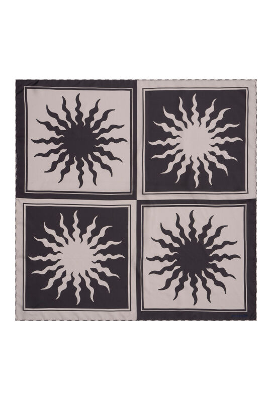 Sun Square Silk Scarf Grey - 1