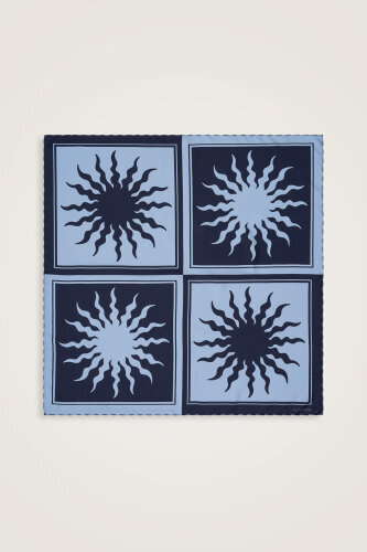 Sun Square Silk Scarf Indigo 