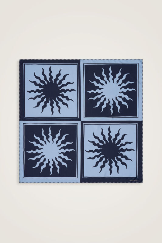Sun Square Silk Scarf Indigo - 1