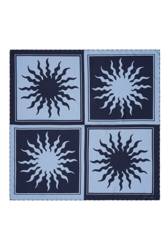 Sun Square Silk Scarf Indigo 