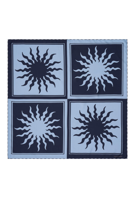 Sun Square Silk Scarf Indigo - 1